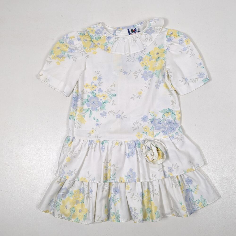 Vintage Diane Von Furstenberg Dress Girls Size 6x Floral Drop Waist Party